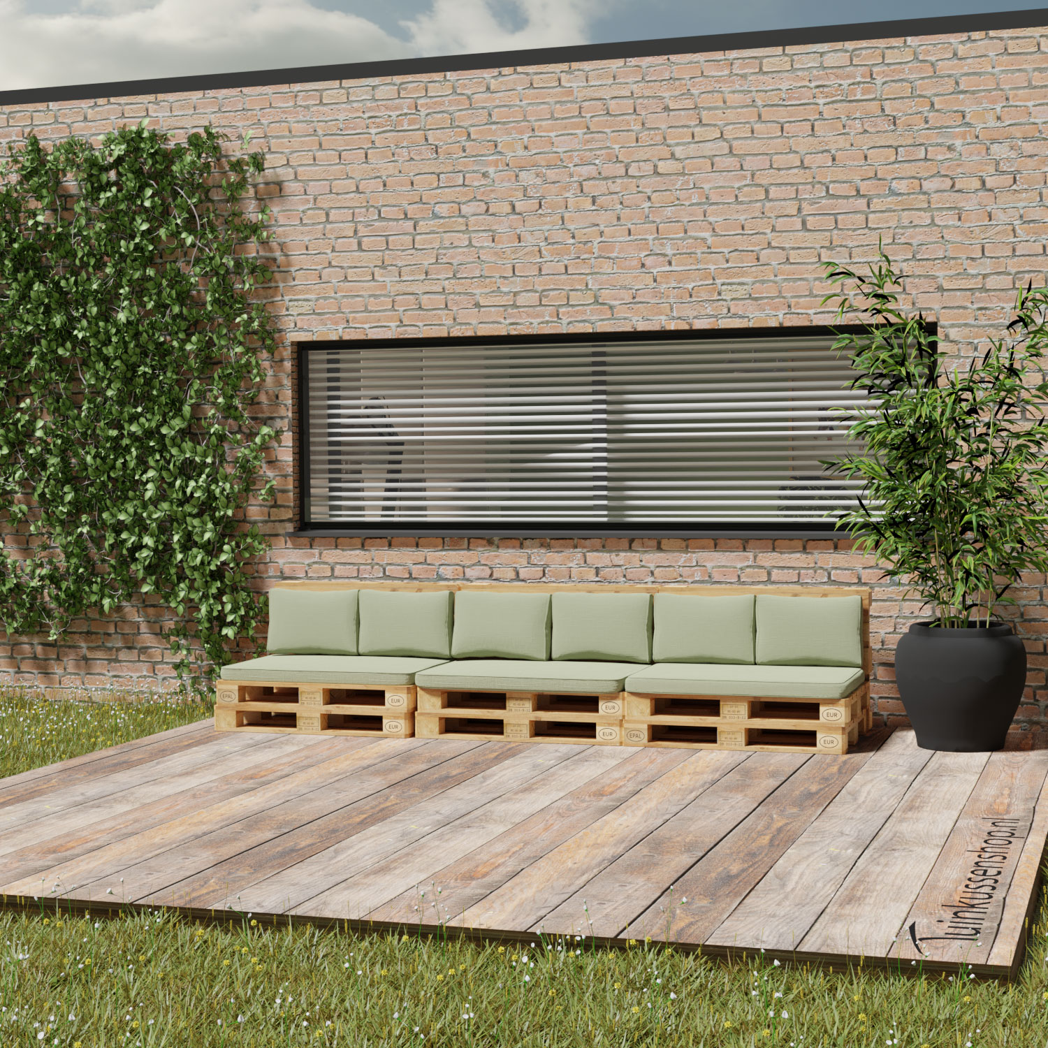 Basic green pallet lounge kussens