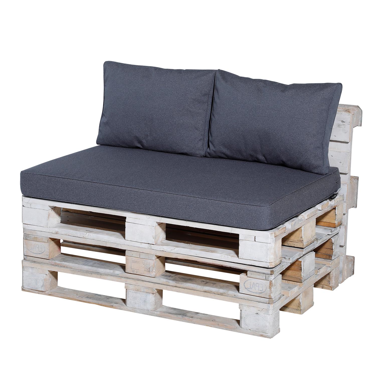 Palletkussen zit en rug carré  - Outdoor manchester denim grey